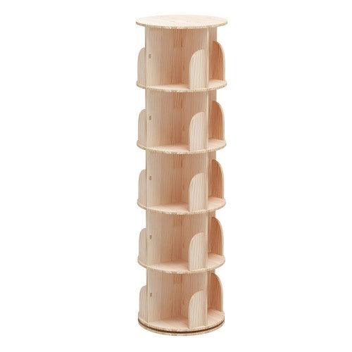 5 Tier Rotating Bookshelf, 360° Solid Wood Rotating Stackable Shelves Bookshelf Organizer for Home, Bedroom, Office - Toytexx 5 Tier Rotating Bookshelf, 360° Solid Wood Rotating Stackable Shelves Bookshelf Organizer for Home, Bedroom, Office - Toytexx
